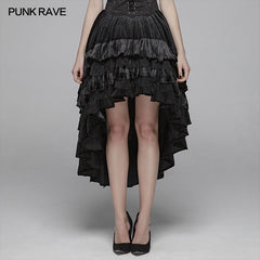 WQ-413 Gothic Dark Grain Velvet Irregular Half Skirt For Women?-??Punk Rave Clothing