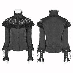 WLY-088 Lolita Long Sleeve Shirt Translucent Lace Shoulder T-shirt?-??Punk Rave Clothing
