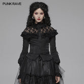 WLY-088 Lolita Long Sleeve Shirt Translucent Lace Shoulder T-shirt?-??Punk Rave Clothing