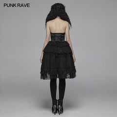 WLQ-092 Lolita Sweetheart Neck Ruffles Irregular Lace Dress?-??Punk Rave Clothing