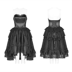 WLQ-092 Lolita Sweetheart Neck Ruffles Irregular Lace Dress?-??Punk Rave Clothing