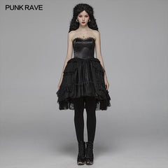 WLQ-092 Lolita Sweetheart Neck Ruffles Irregular Lace Dress?-??Punk Rave Clothing