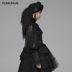 WLY-090 Lolita Big Puff Sleeve Stand Collar Long Sleeve Blouse?-??Punk Rave Clothing