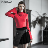 OPQ-433DQF black Pleated Stitching Half Skirt?-??Punk Rave Clothing