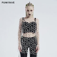 WT-654TCF Punk daily big mesh T-shirt?-??Punk Rave Clothing