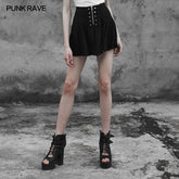 OPQ-396 Punk Front Zipper Metal Nail black Chiffon Short Pleated Skirt With Safety Anti-light Underwear?-??Punk Rave Clothing