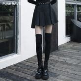 OPQ-684BQF Hardcore Girl series simplest short front and long back pleated skirt?-??Punk Rave Clothing