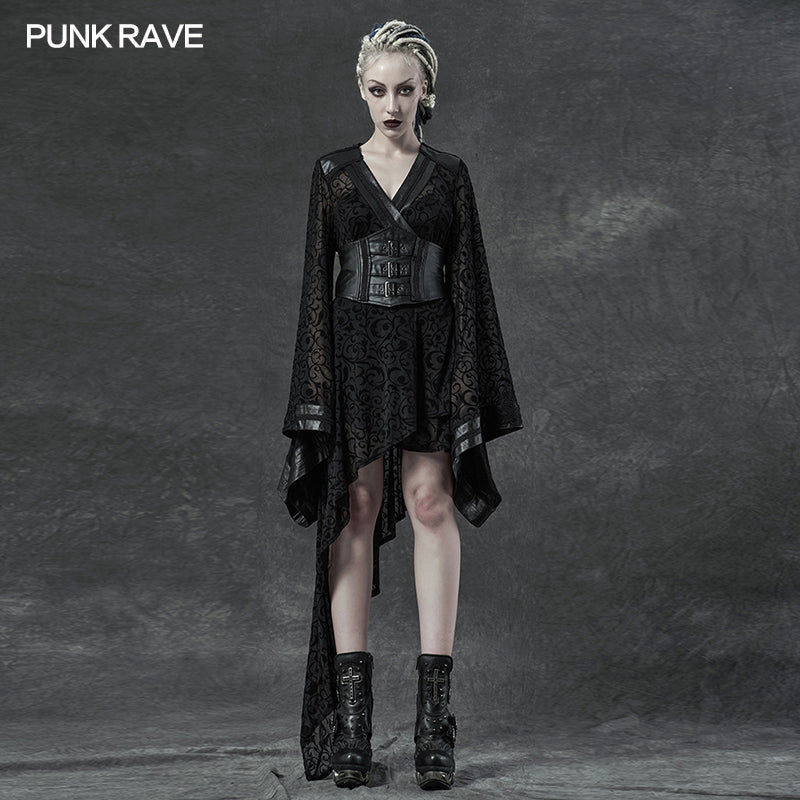 WY-1271ZCF Gothic asymmetrical kimono?-??Punk Rave Clothing