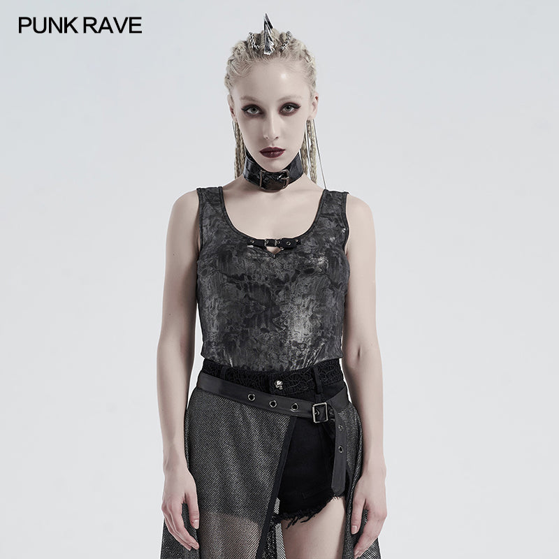 WT-651BXF Punk daily corrugation printing vest?-??Punk Rave Clothing