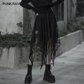 OPQ-616BQF Chiffon lace asymmetrical hemline skirt?-??Punk Rave Clothing