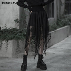 OPQ-616BQF Chiffon lace asymmetrical hemline skirt?-??Punk Rave Clothing