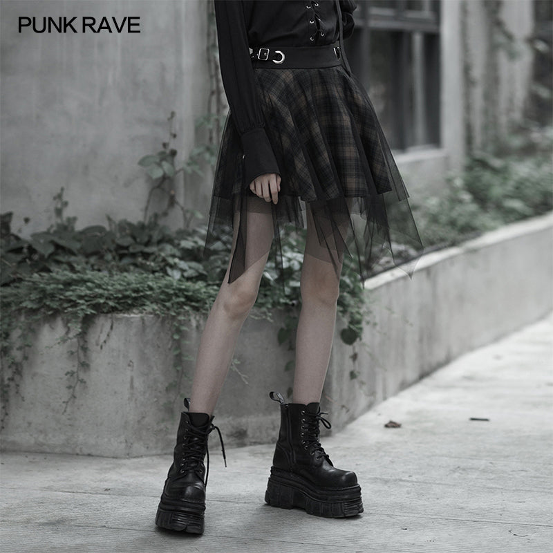 OPQ-612 Daily Dark mesh skirt?-??Punk Rave Clothing