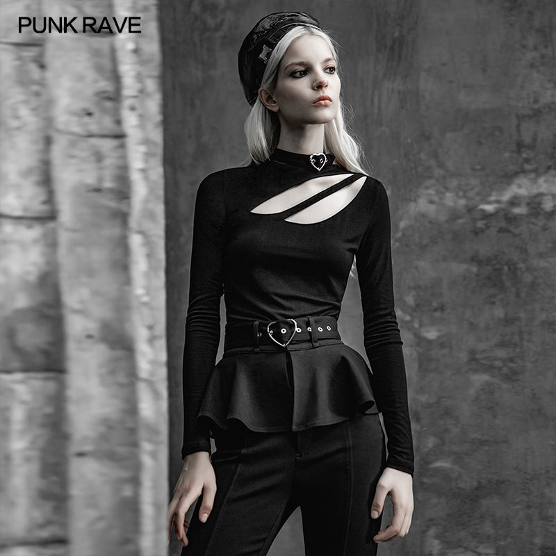 OPT-452TCF Sexy asymmetrical T-shirt?-??Punk Rave Clothing