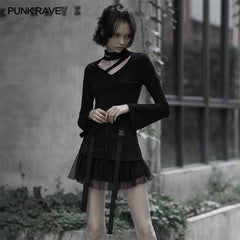 OPQ-608BQF Mesh patchwork high waist skirt?-??Punk Rave Clothing