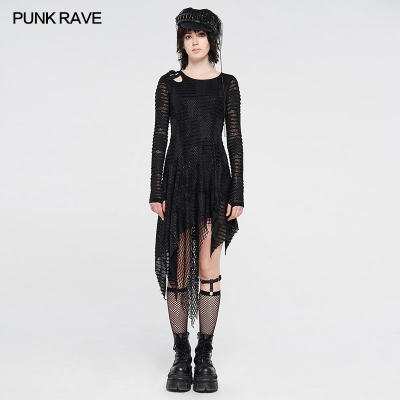 WQ-479LQF Dark Snakescale Shadow Flower Dress?-??Punk Rave Clothing
