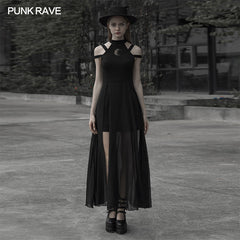 OPQ-586LQF Embroidered mid-length dress?-??Punk Rave Clothing