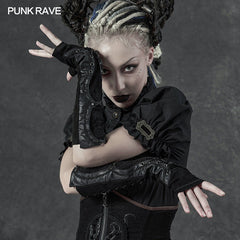 WS-324SSF Steampunk fingerless vintage gloves?-??Punk Rave Clothing