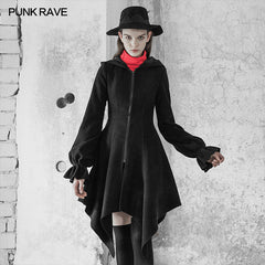 OPY-350XCF Irregular Hem Woolen Coat with Hat?-??Punk Rave Clothing