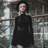 OPT-414TCF Light Gothic laced chest skinny T-shirt?-??Punk Rave Clothing