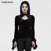 WT-622TCF Gorgeous Gothic Velvet Shadow Flower T-shirt?-??Punk Rave Clothing