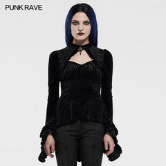 WT-622TCF Gorgeous Gothic Velvet Shadow Flower T-shirt?-??Punk Rave Clothing