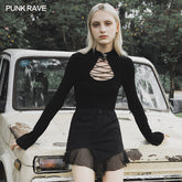 OPT-394TCF Gothic laced skinny T-shirt?-??Punk Rave Clothing