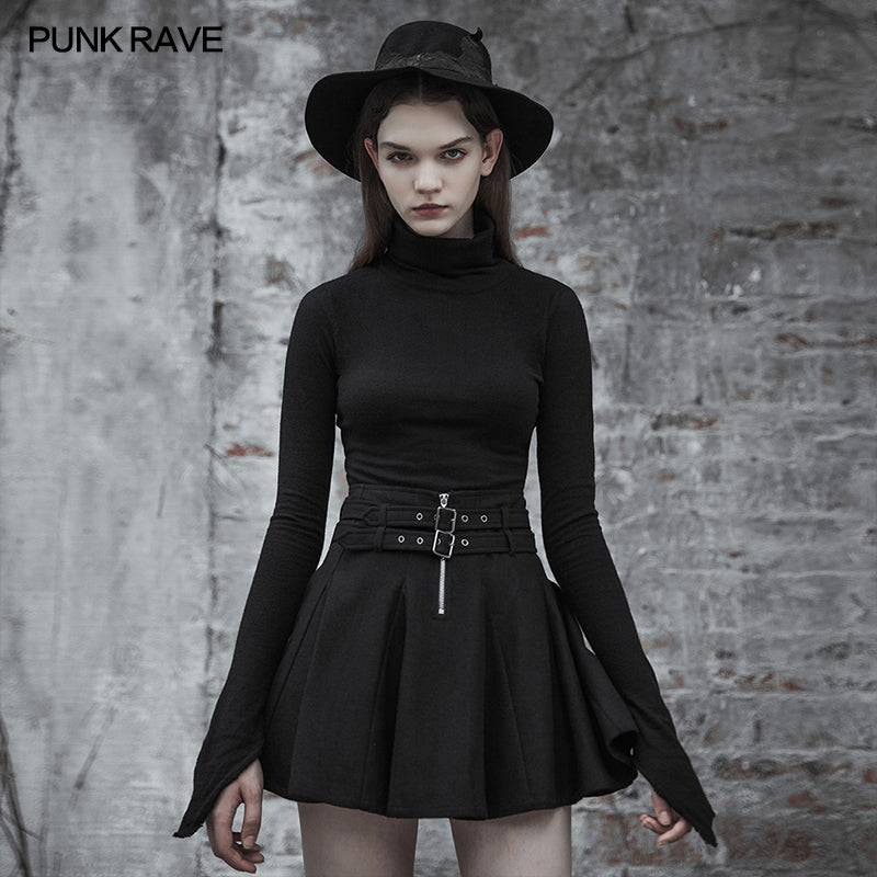 OPM-123TMF High Collar Irregular Hem Pullover Sweater?-??Punk Rave Clothing