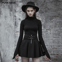 OPM-123TMF High Collar Irregular Hem Pullover Sweater?-??Punk Rave Clothing