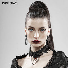 WS-335 Rose And Thorns Gothic Lace Necklace?-??Punk Rave Clothing