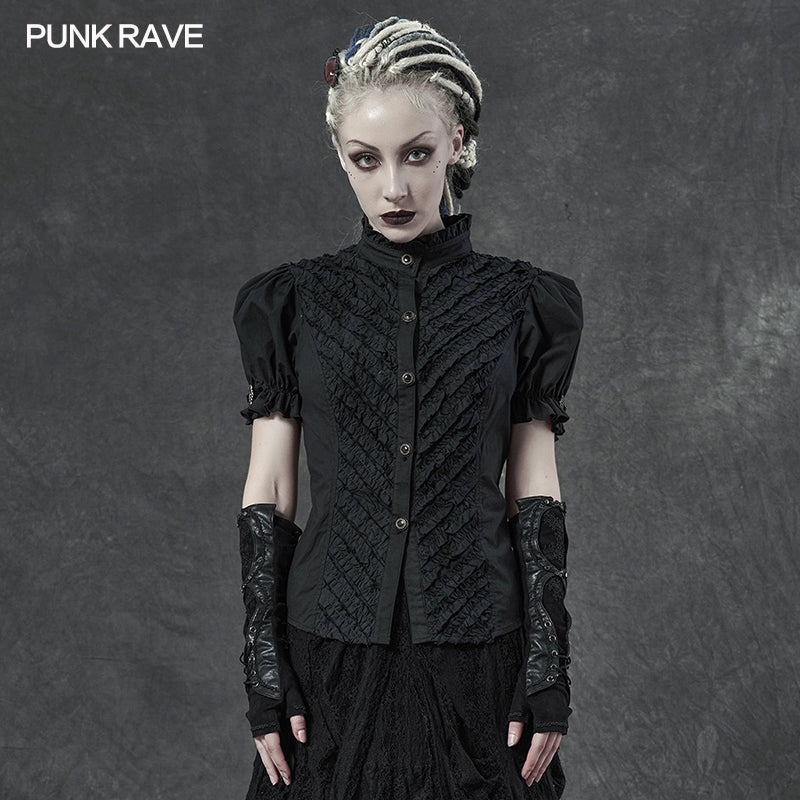 WY-1276CDF Steampunk short-sleeved shirt?-??Punk Rave Clothing