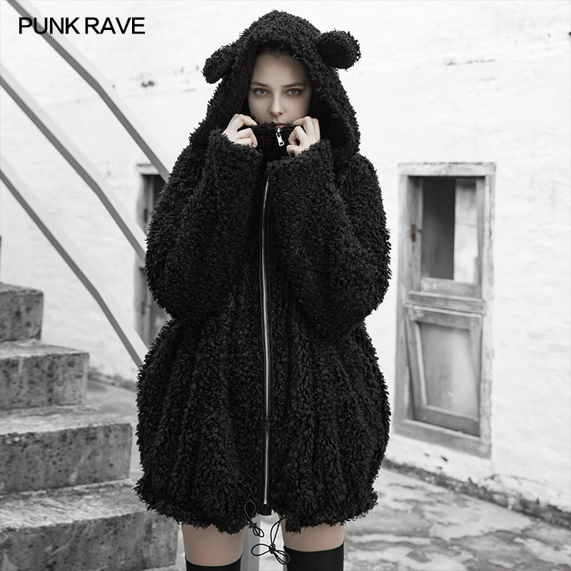 OPY-387XCF Loose-shouldered casual jacket (with hat)?-??Punk Rave Clothing