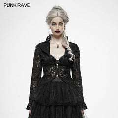 WY-1144 Dark Queen Perspective Lace Coat?-??Punk Rave Clothing