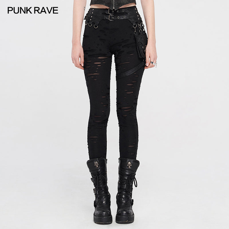 WK-421DQF Steampunk detachable waistbag leggings?-??Punk Rave Clothing