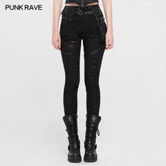 WK-421DQF Steampunk detachable waistbag leggings?-??Punk Rave Clothing
