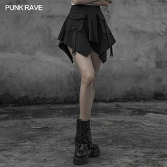 OPQ-603BQF Gothic stitching dark mini skirt?-??Punk Rave Clothing