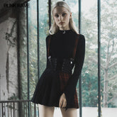 OPQ-642BQF Plaid spliced suspender skirt?-??Punk Rave Clothing