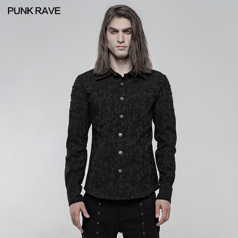 WY-1225CCM Elastic Jacquard Punk Long Sleeve Shirt?-??Punk Rave Clothing