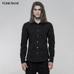WY-1225CCM Elastic Jacquard Punk Long Sleeve Shirt?-??Punk Rave Clothing