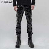 WK-431PCM Punk Mechanical Patent pu Leather Trousers?-??Punk Rave Clothing