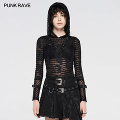 WT-628TCF Punk see-through printed T-shirt?-??Punk Rave Clothing