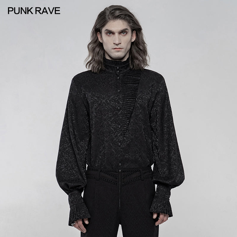 WY-1260CCM Gothic Daily Jacquard Long sleeve shirt?-??Punk Rave Clothing