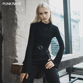 OPT-405TCF Collar V-neck division tied with rope knit top?-??Punk Rave Clothing