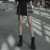 OPQ-537BQF black and white stitching pliad detachable waist-tail skirt?-??Punk Rave Clothing