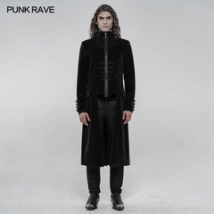 WY-1251XCM Elaborately embroidered gothic mid-length coat?-??Punk Rave Clothing