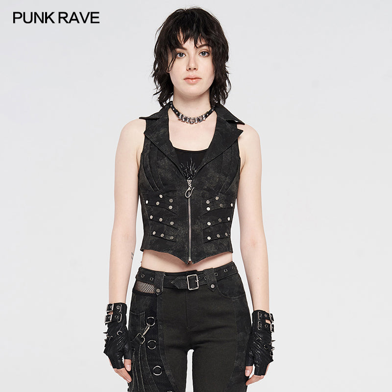 WY-1202MJF Doomsday ruins metal punk vest?-??Punk Rave Clothing