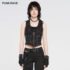 WY-1202MJF Doomsday ruins metal punk vest?-??Punk Rave Clothing
