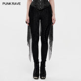 WK-424DDF Goth black flame leggings?-??Punk Rave Clothing