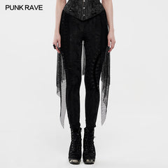 WK-424DDF Goth black flame leggings?-??Punk Rave Clothing