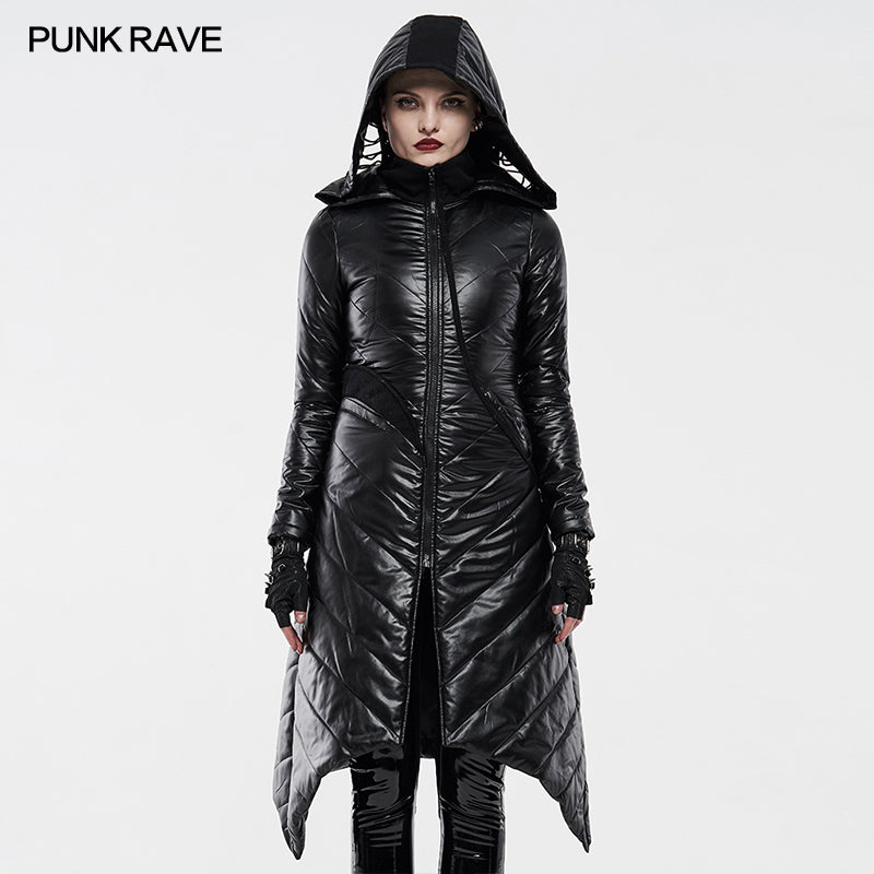 WY-1218MCF Dark Punk Geometric Split Medium Long Coat?-??Punk Rave Clothing