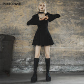OPQ-633LQF Dark falbala lashing back dress?-??Punk Rave Clothing